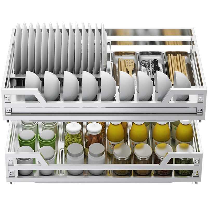 拉篮厨房橱柜双层抽屉式碗架304不锈钢厨柜抽拉Z碗碟盘碗篮