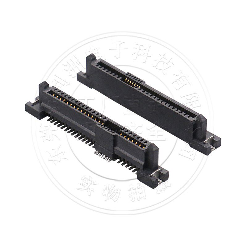 SAS29P母座 90度弯针立贴 SMT贴片式同向针塑胶定位柱 SATA连接器