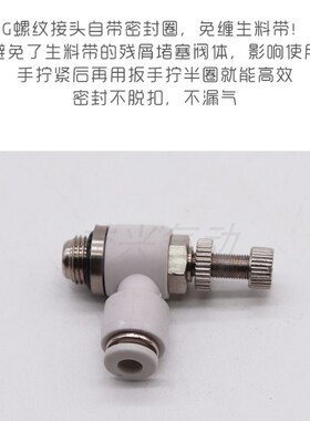 气动气管接头白色G螺纹节流阀SL8-02/6-01/10-G03/12-G04带密封圈