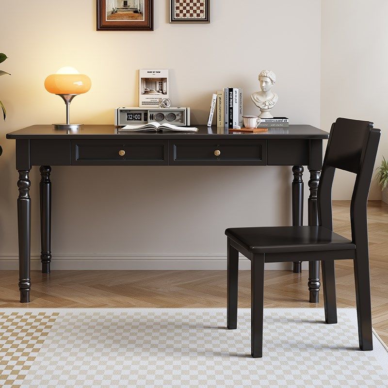 美式实木书桌现代简约小户型家用写字桌书房简易办公电脑桌椅套装