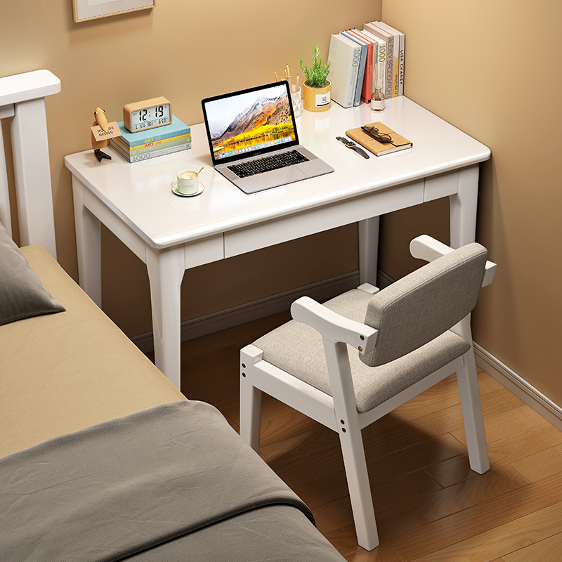全实木窄书桌家用40/45cm宽电脑桌简约卧室工作台小户型学习桌子