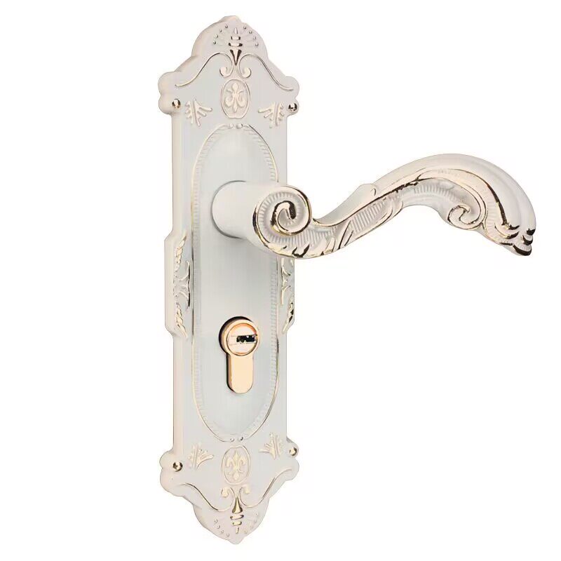 欧式象牙白锌合金室内门锁实木房间门锁卧室静音门锁锌合金执手锁