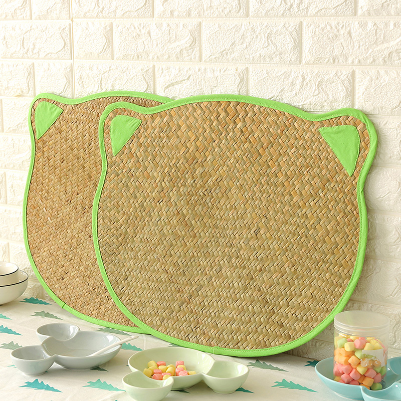 手工海草编 儿童餐桌垫 卡通厨房隔热垫 桌面防尘垫 防滑垫