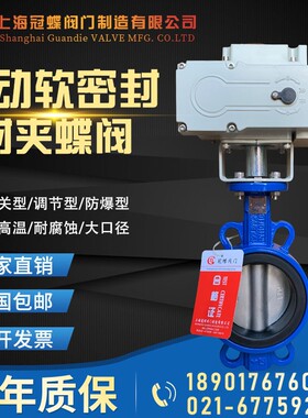 电动不锈钢对夹蝶阀D971X/F-16P304四氟水220V防爆蝶阀DN40-2000