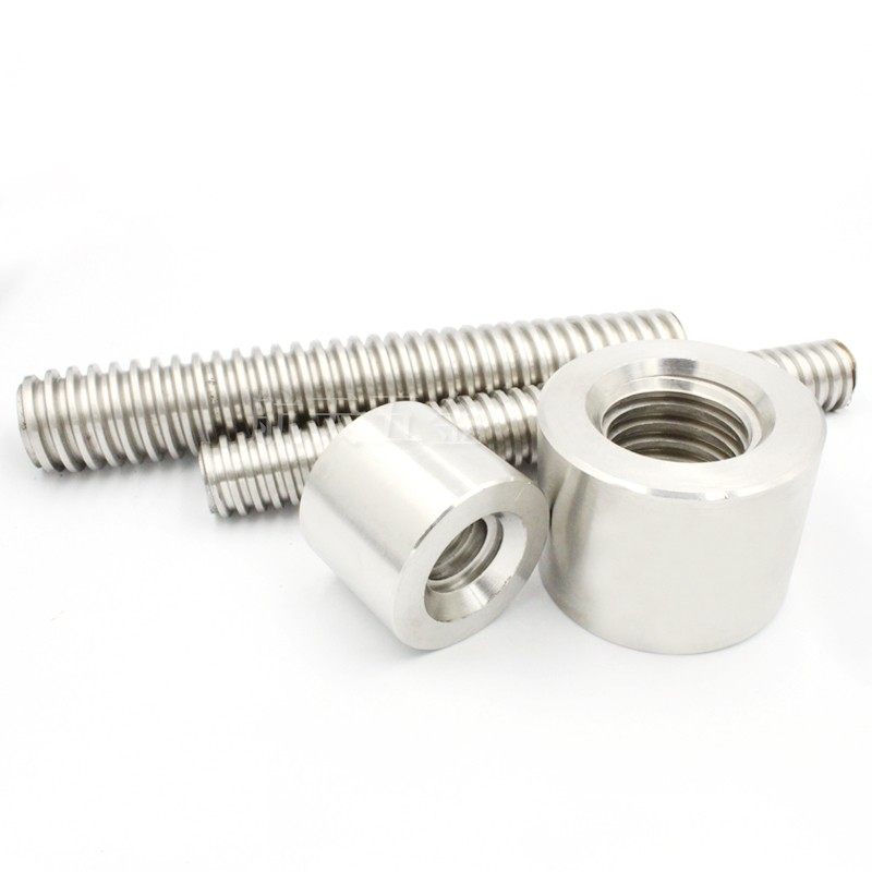 304不锈钢T型丝杆梯形丝杠 T8-T40现货供应 配铜法兰螺母丝杠牙