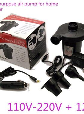 家车两用电动充气泵12V车载110V美规台湾220V打气筒抽吸气泵HT202