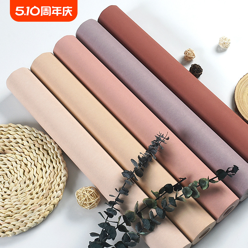 脏粉色墙纸2024新款网红客厅高级感卧室非自粘莫兰W迪色系纯色壁