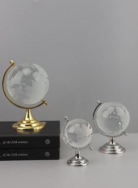 北欧创意迷e你水晶地球仪摆件客厅卧室玄关桌面样板房软装家居饰
