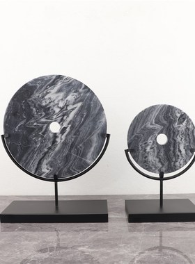 现代简约创意平j安扣大理石玄关摆件客厅卧室书房办公室家居装饰