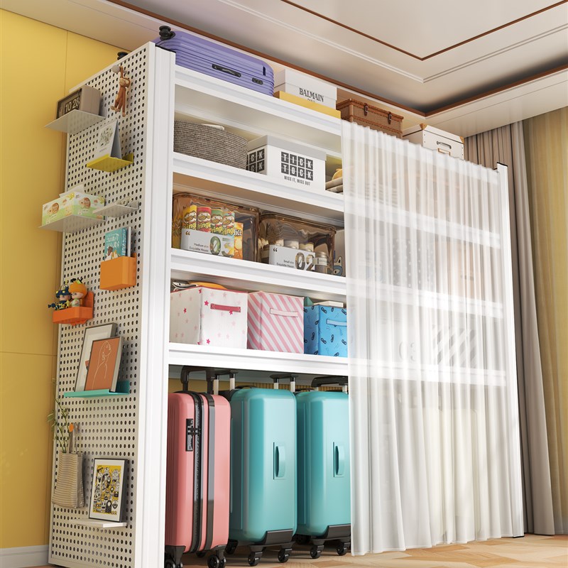 置物架货架多f层家用收纳架阳台厨房一体靠墙下空式落地储物铁架