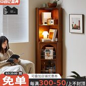 北欧实木转角柜简约小户型客厅墙角柜沙发边柜复古卧室收纳储物柜
