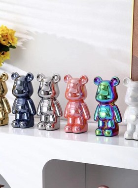 轻奢爱心熊摆件高档陶瓷客厅玄关电视柜酒柜存钱罐V家居装饰品送