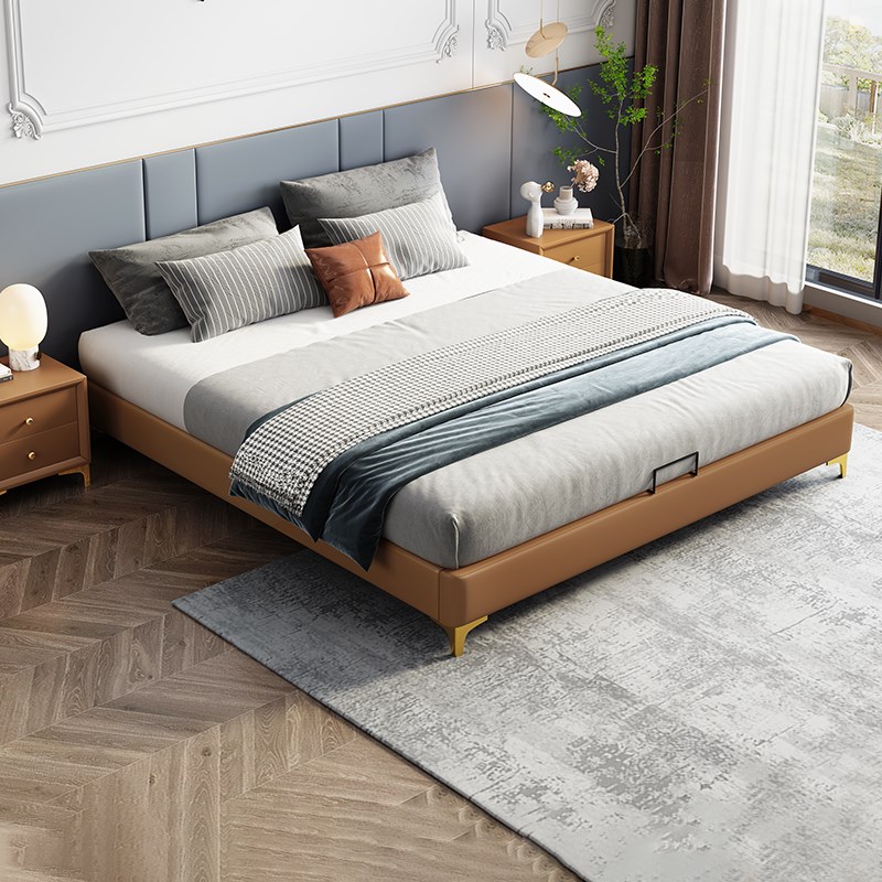 实木床榻榻米地台无床头轻奢现代简约箱体储物意式U床架矮大主卧