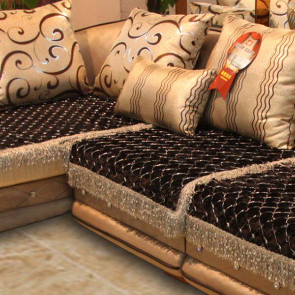 欧式沙发垫真皮沙发坐垫防滑四季通用黑色客厅布艺沙发套罩巾全盖