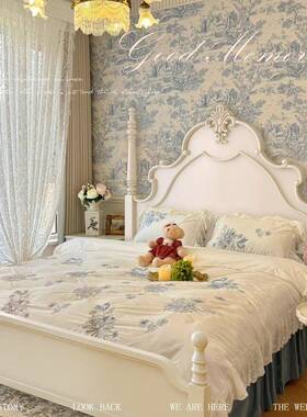 法白式实木床花奶油风公主床雕复古1白色XHZ6.8m人主卧美式安娜床