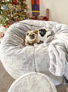 豆袋懒人沙发豆包人造毛皮海绵包亚马逊跨境热销5FT6FT7FT沙发源