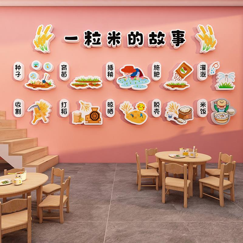 幼儿园环创主题墙贴成品一粒米的故事托管班材料走廊文化墙面装饰