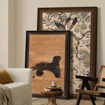 2025新款法式中古复古客厅装饰画落地画大幅竖版过道走廊玄关挂画