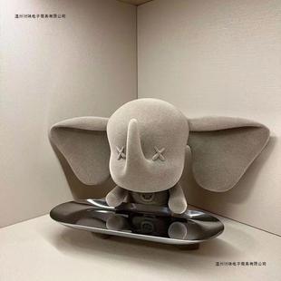 创意装饰摆件小飞象玄关摆件托盘入门钥匙收纳潮玩现代轻奢软装新