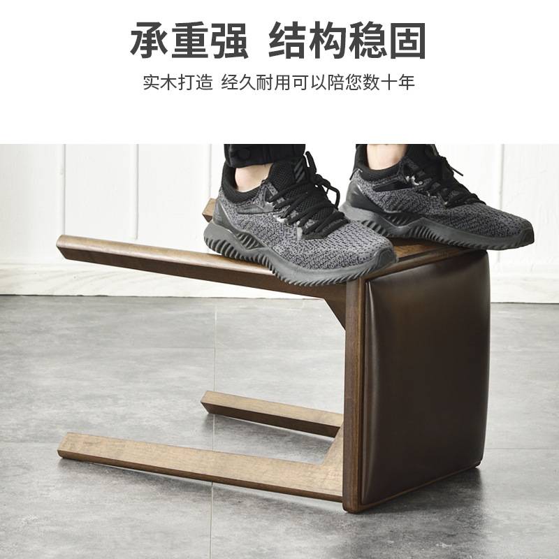 黑胡桃实木凳子家用可叠放餐桌圆凳简约餐凳高凳子客厅小凳子方凳