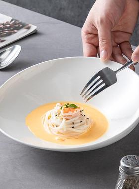 斜口陶瓷盘子白色感沙碗刺拉酒店特色餐具意商境菜CXP身盘用异形