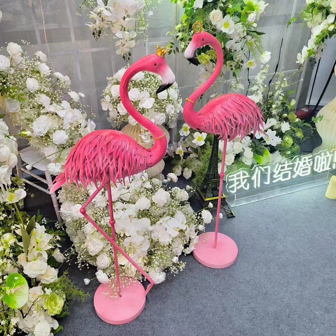 铁艺火烈鸟摆件户外工艺品家居花园橱窗拍照婚庆布置装饰婚礼道具
