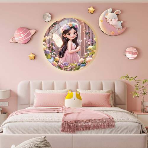 女孩房男孩房儿童房卧室床头装饰画星空宇宙氛围画可爱温馨组合创