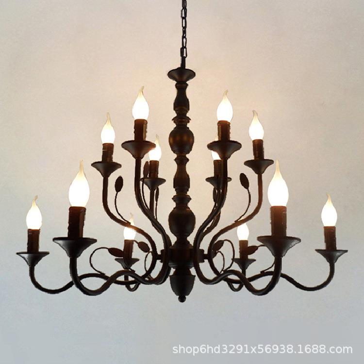 美式乡村客厅灯欧式铁艺吊灯卧室灯酒店民宿蜡烛餐厅灯卧室灯烛台