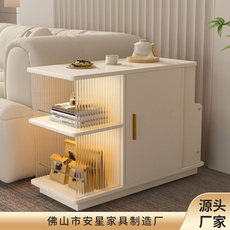 沙发边柜可移动边几小户型茶水柜实木带轮客厅茶几置物架子床头柜