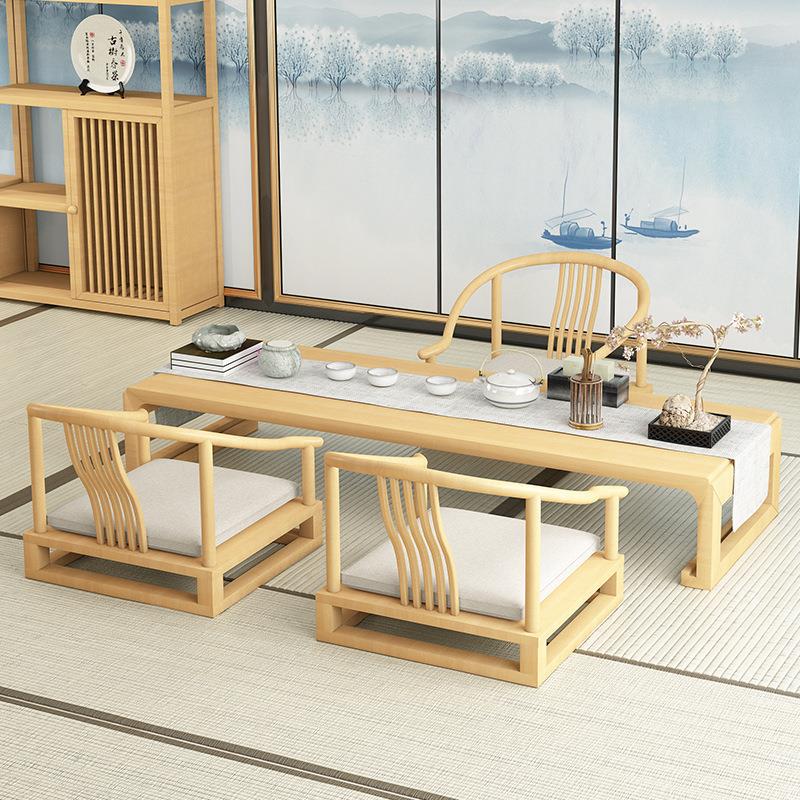日式实木榻榻米茶几 简约禅意家用会客小茶桌茶室坐地长条泡茶台