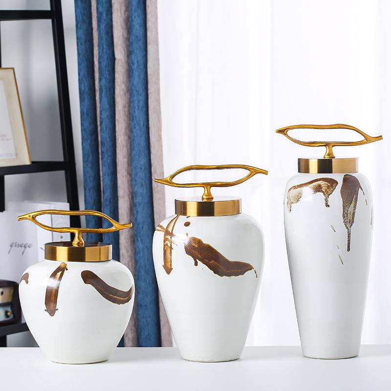 新中式陶瓷花瓶摆件抽象写意家居客厅电视柜软装饰玄关摆设工艺品