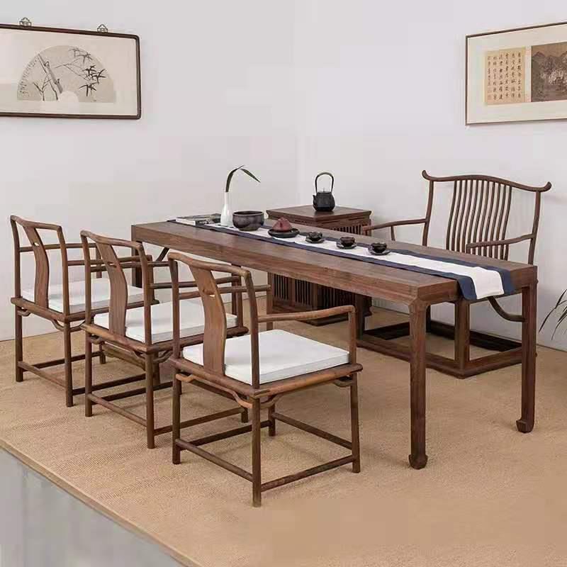 新中式茶桌椅组合老榆木禅意会客实木茶桌办公茶桌功夫茶台茶桌