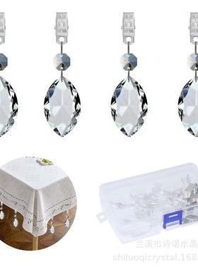 4 件套桌布坠子金属夹套装水晶玻璃棱镜吊坠挂件装饰桌布重量