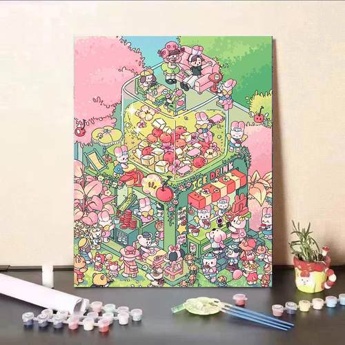 街角小场景数字油画diy手工填色治愈解压高颜值客厅装饰画送礼