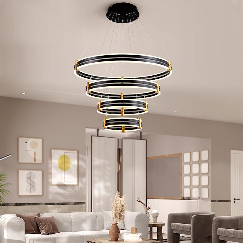 客厅吊灯 简约现代大气北欧灯具餐厅吊灯个性led艺术圆圈创意吊灯