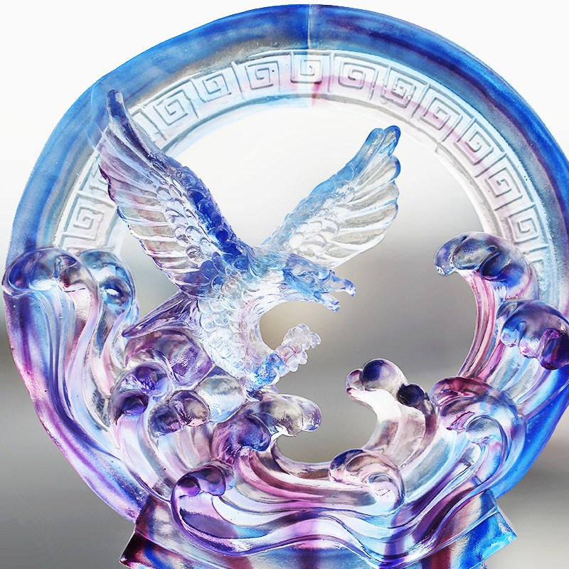 琉璃鹰摆件客厅办公桌面书房y前台桌面摆放高档商务送礼鹏程万里