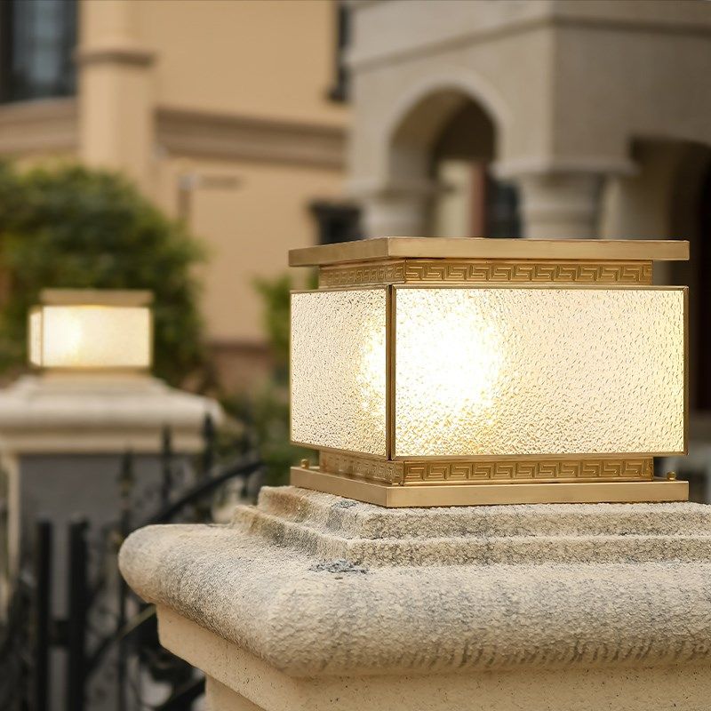 新款庭院灯围墙灯方形全铜别墅大门F柱子灯防水太阳能柱头灯门柱