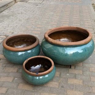 人气陶缸陶罐土陶摆件景观鱼缸中式装饰组合陶瓷花瓶粗陶大口花盆