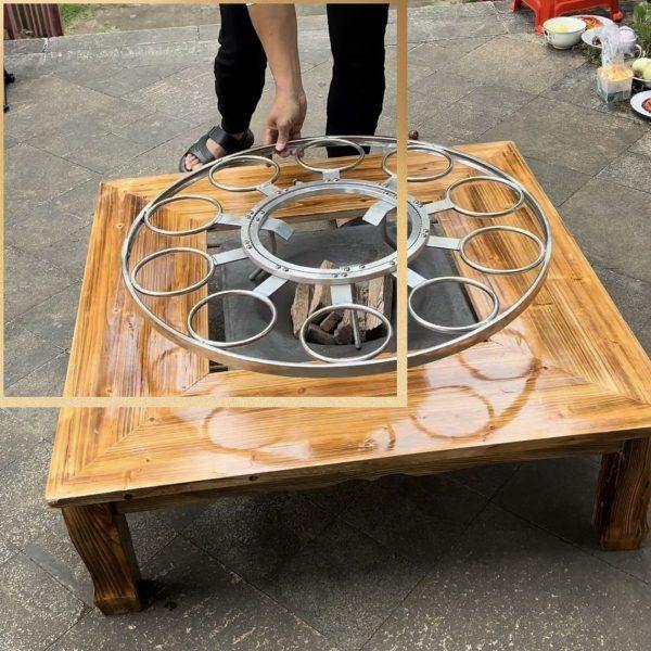 火锅桌面碳盆一体方桌碳化农村用实木餐桌农家乐餐馆带旋转转盘,住宅家具,餐桌+餐椅,淘宝优惠券,粉丝福利购,淘宝优惠卷