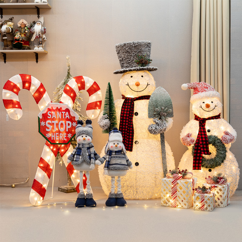 圣诞节雪人圣诞树麋鹿大型装饰摆件E道具美陈酒店商场橱窗场景布