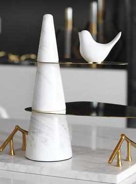 现代轻奢样板房家居双层装饰托盘创意果盘摆件桌面茶几收纳摆设品