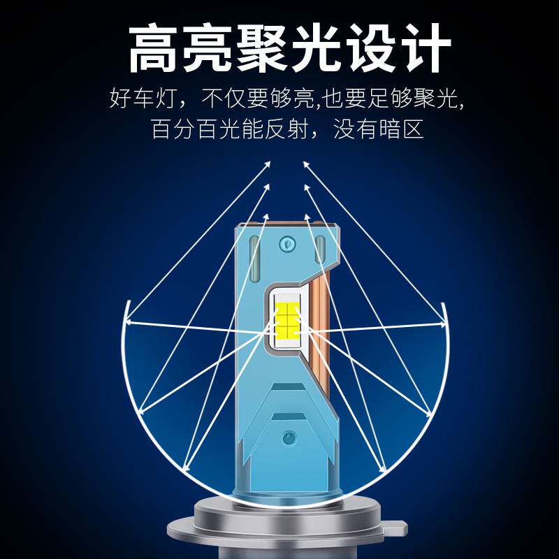 新款暖黄光led车灯h3 h4 h11 H1 4300k小车汽车led大灯改装前大灯