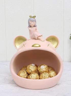 欧式卡通入户玄关钥匙杂物收纳摆件创意家居桌面置物盒树脂工艺品