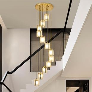楼梯长吊灯别墅旋转loft公寓挑高客厅楼梯间灯复式 楼中楼梯灯吊灯