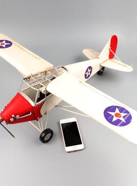 美式螺旋桨式飞机模型铁皮手工艺品客厅橱窗柜收藏摆件装饰品挂件