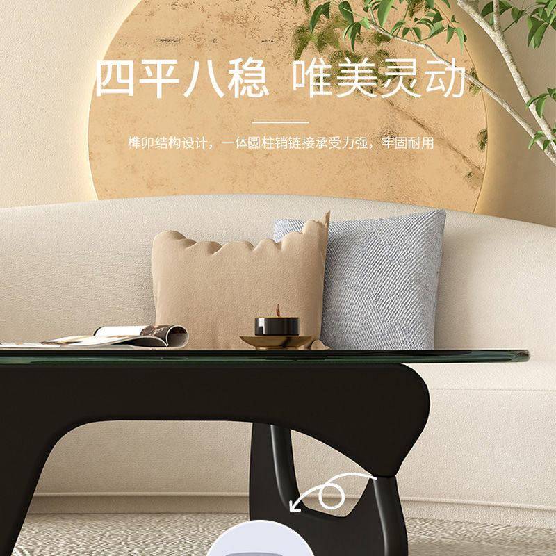 钢化玻璃茶户几小型741厅家用实木极简现简客约野口勇创圆形意茶