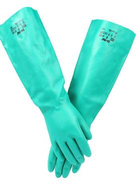 安思尔37-185绿色丁腈防化手套 耐磨劳保防护耐酸碱手套