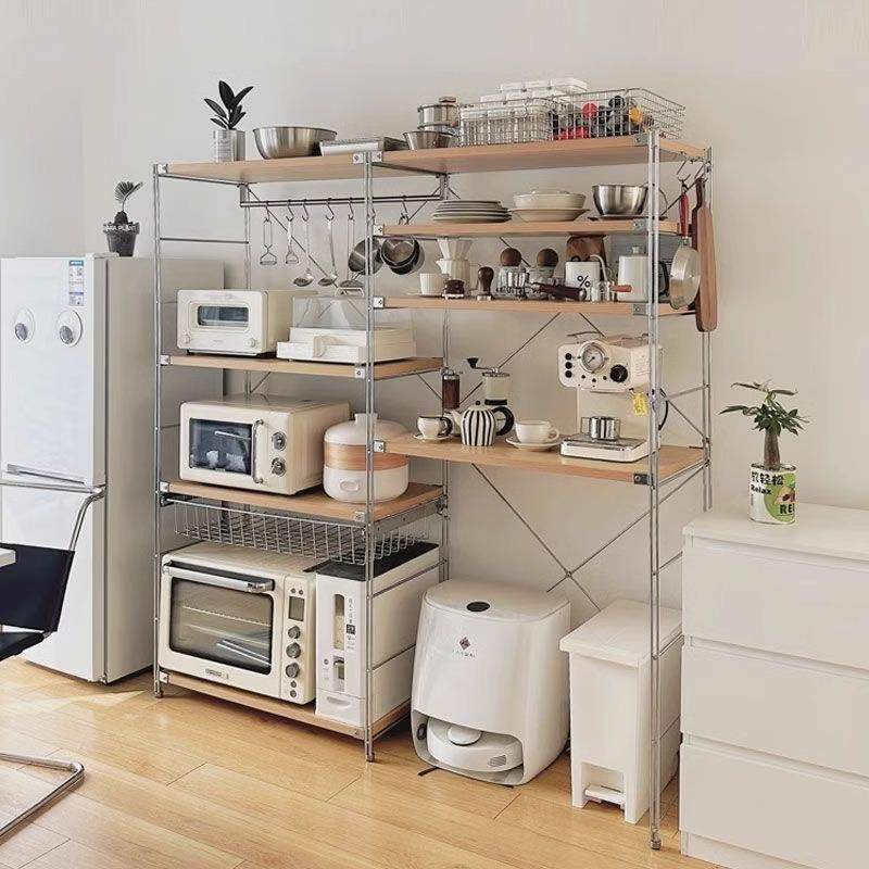 日式置物架多层落地客厅阳台简约中古储物架书架厨房微波炉收纳架,金属材料及制品,其他金属制品,淘宝优惠券,粉丝福利购,淘宝优惠卷