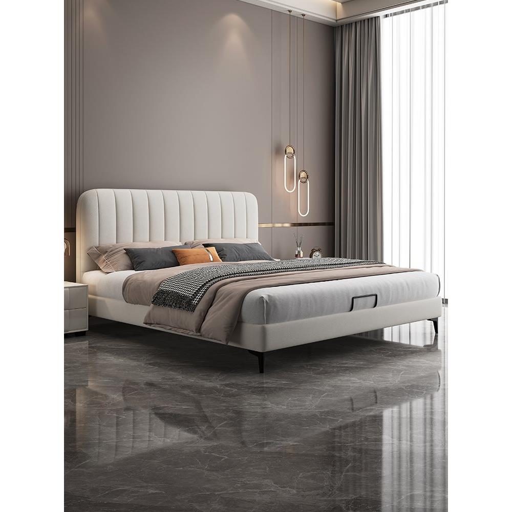 科技布床人床布双艺床JS-A95简约现代轻奢网5红床主室1.米1.8软包