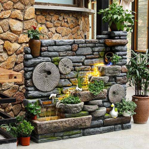 水幕墙喷泉流水摆件屏风隔断鱼缸庭院客厅别墅办公招财落地装饰品
